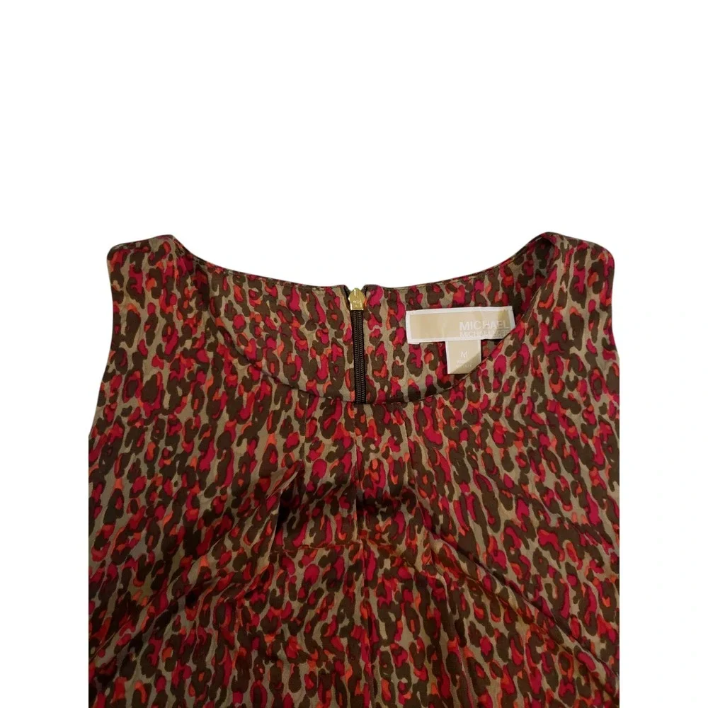 Michael Kors‎ Womens Faux Wrap Sheath Dress Sleeveless Crew Neck Animal Print